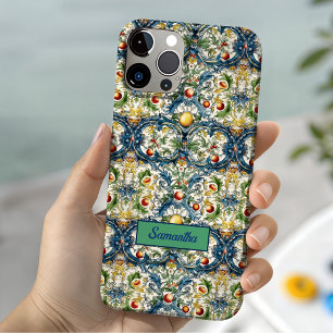 Summer Orange Blue Sicilian Majolica Citrus iPhone 15 Case