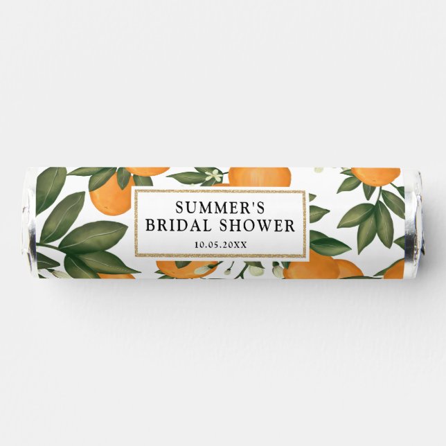 Summer Orange Citrus Greenery Bridal Shower Breath Savers® Mints (Front)