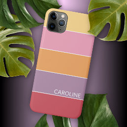 Summer Orange Coral Pink Peach Red Purple Stripes iPhone 15 Plus Case