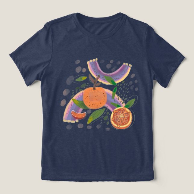 summer orange fruit geometric   Tri-Blend shirt (Design Front)