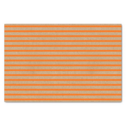 Summer Orange Lines On Faux Rustic Brown Kraft Tissue Paper