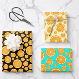 Summer Orange Slice Citrus Fruit Wrapping Paper Sheets