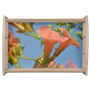 Summer Orange Trumpet Flowers Serving Tray