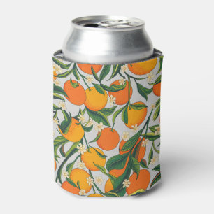 Summer Oranges Citrus Fruit Floral Pattern Can Cooler
