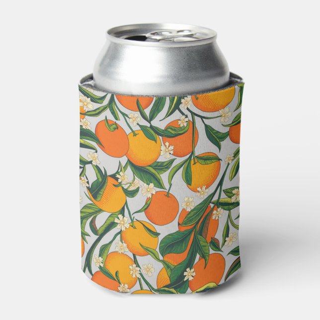 Summer Oranges Citrus Fruit Floral Pattern  Can Cooler (Can Front)