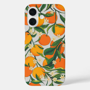 Summer Oranges Citrus Fruit Floral Pattern iPhone 16 Case