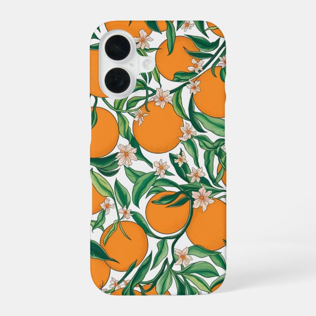 Summer Oranges Citrus Fruit Floral Pattern  Iphone Case (Back)