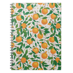 Summer Oranges Citrus Fruit Floral Pattern Notebook