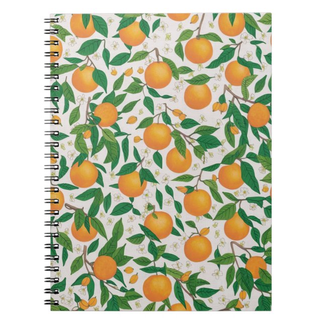 Summer Oranges Citrus Fruit Floral Pattern  Notebook (Front)