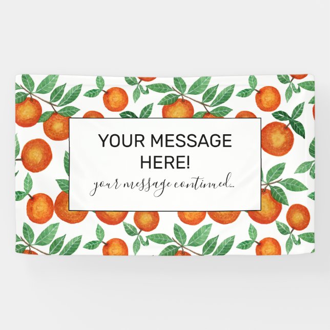 Summer Oranges Citrus Watercolor Fruit Pattern Banner (Horizontal)