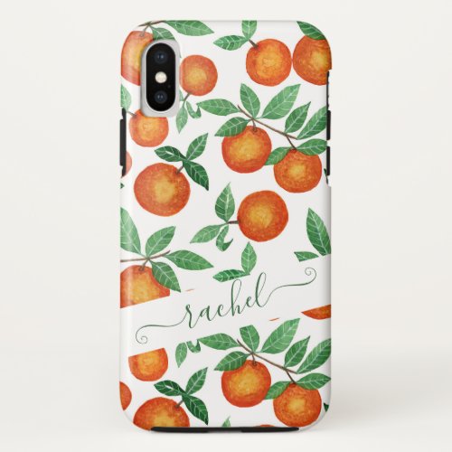 Summer Oranges Citrus Watercolor Fruit Pattern iPhone X Case