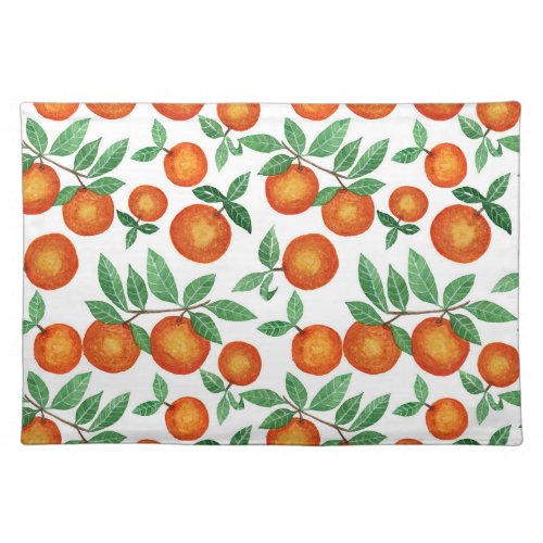 Summer Oranges Citrus Watercolor Fruit Pattern Cloth Placemat