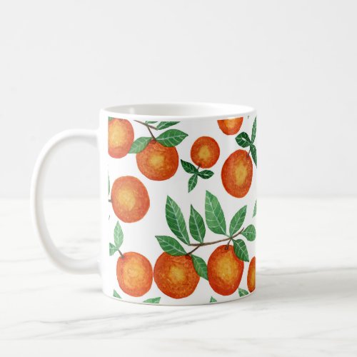 Summer Oranges Citrus Watercolor Fruit Pattern Coffee Mug