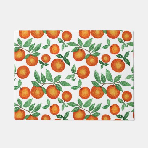 Summer Oranges Citrus Watercolor Fruit Pattern Doormat
