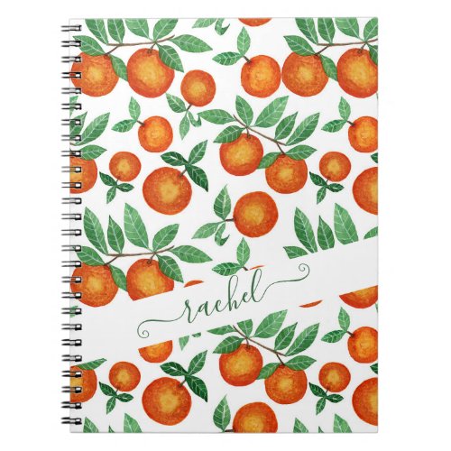 Summer Oranges Citrus Watercolor Fruit Pattern Notebook