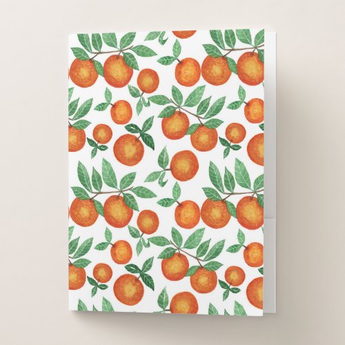 Summer Oranges Citrus Watercolor Fruit Pattern Pocket Folder