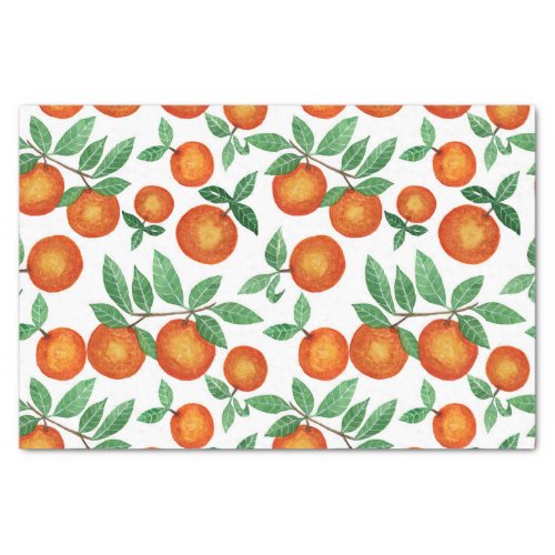 Summer Oranges Citrus Watercolor Fruit Pattern Tissue Paper