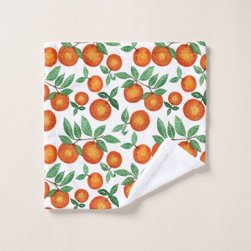 Summer Oranges Citrus Watercolor Fruit Pattern Wash Cloth