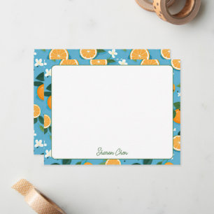 Summer Oranges Custom Name Stationery Note Card