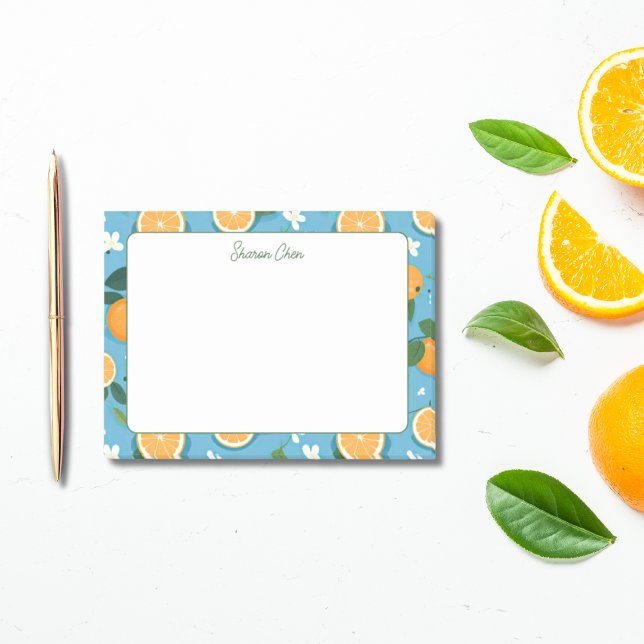 Summer Oranges Custom Name Stationery Post-it Notes (Summer Oranges Custom Name Stationery Post-it Notes)