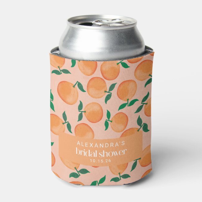 Summer Oranges Fruit Pink Bridal Shower Custom Can Cooler