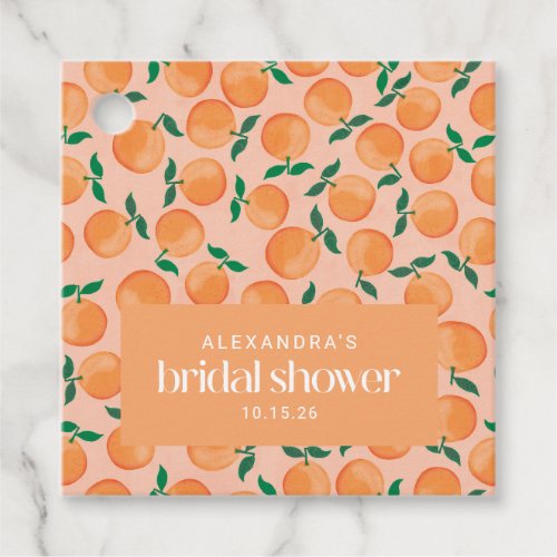 Summer Oranges Fruit Pink Bridal Shower Custom  Favor Tags