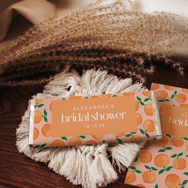 Summer Oranges Fruit Pink Bridal Shower Custom  Hershey Bar Favors (Creator Uploaded)