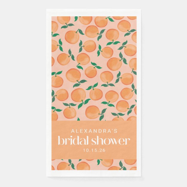 Summer Oranges Fruit Pink Bridal Shower Custom  Napkins (Front)
