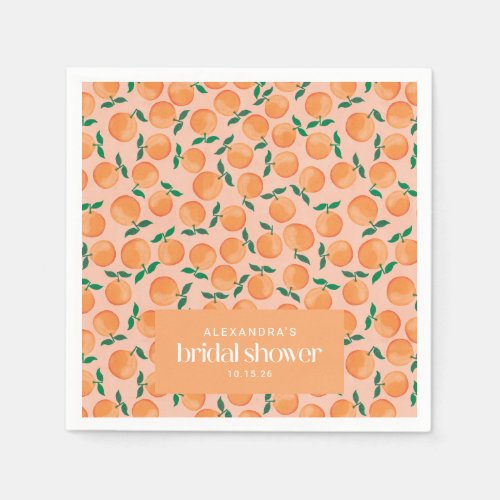 Summer Oranges Fruit Pink Bridal Shower Custom  Napkins