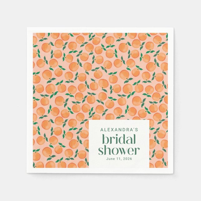 Summer Oranges Fruit Pink Bridal Shower Custom Napkins (Front)