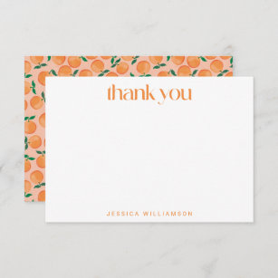 bright summer shower thank you card neutral peachy apricot blush orange coral #175 Peach thank you cards pastel thank you card template
