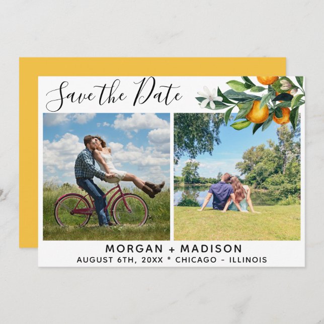 Summer Oranges Save the Date Photo Announcement (Front/Back)