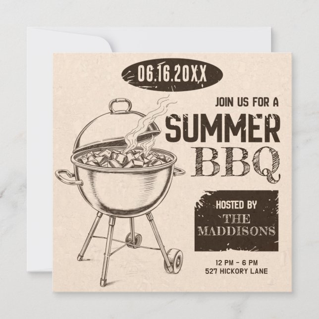 Summer Outdoor BBQ  Invitation (Front)