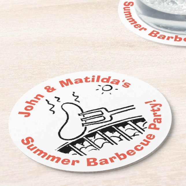 Summer Outdoor Garden Party Barbecue Round Paper Coaster (Creator Uploaded)