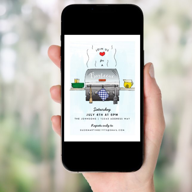 Summer Outdoor Grill Barbecue Party Invitation (Front Digital)