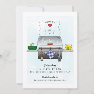 Summer Outdoor Grill Barbecue Party Invitation