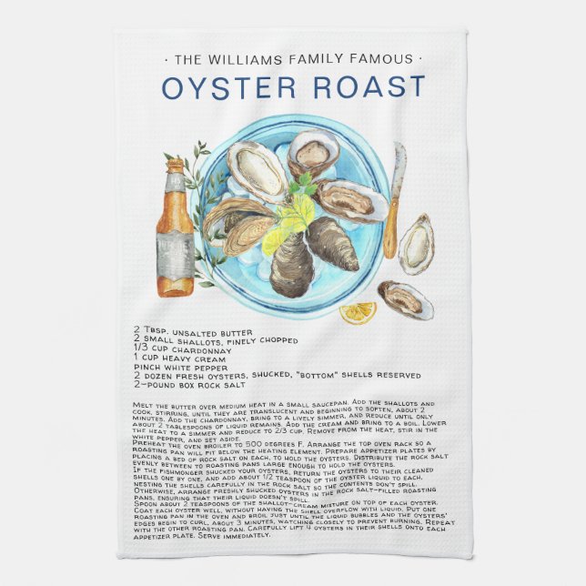 Summer Oyster Roast | Recipe Heirloom Tea Towel (Vertical)