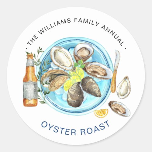 Summer Oyster Roast  Seafood Bake Cookout Classic Round Sticker