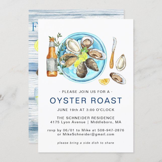 Summer Oyster Roast | Seafood Bake Cookout Invitation (Front/Back)