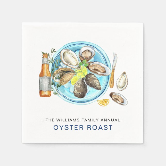 Summer Oyster Roast | Seafood Bake Cookout Napkins (Front)