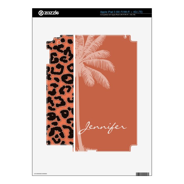 Summer Palm; Burnt Sienna Leopard Animal Print iPad 3 Skin