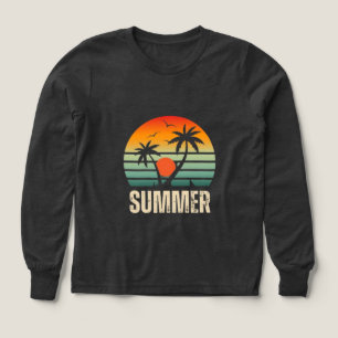 Summer Palm Tree and Sunset Printed Kids Pillowcas Tri-Blend Shirts