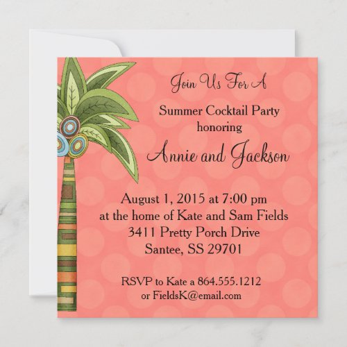 Summer Palm Tree Cocktail Party Invite Peachy