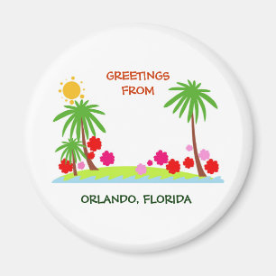 Summer--palm trees and sun, Greetings from Orlando Magnet