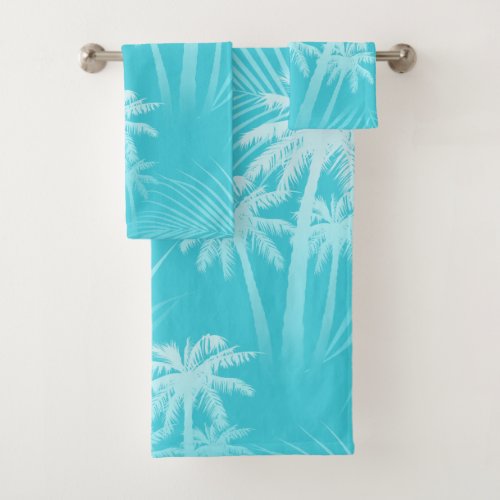 Summer palm trees Aqua Bath Towel Set