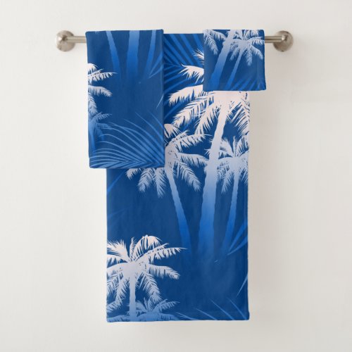 Summer palm trees bath towel set