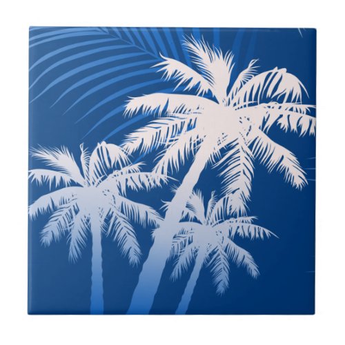 Summer palm trees ceramic tile