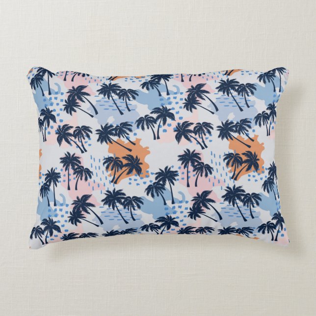 Summer palm trees seamless pattern,coconut palm tr accent pillow (Front)