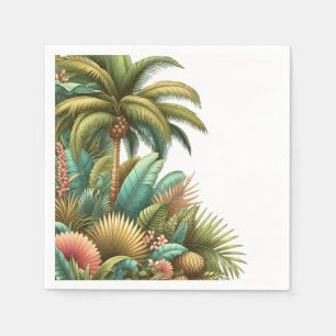 Summer Palm Tropical Tree And Leaves Napkins