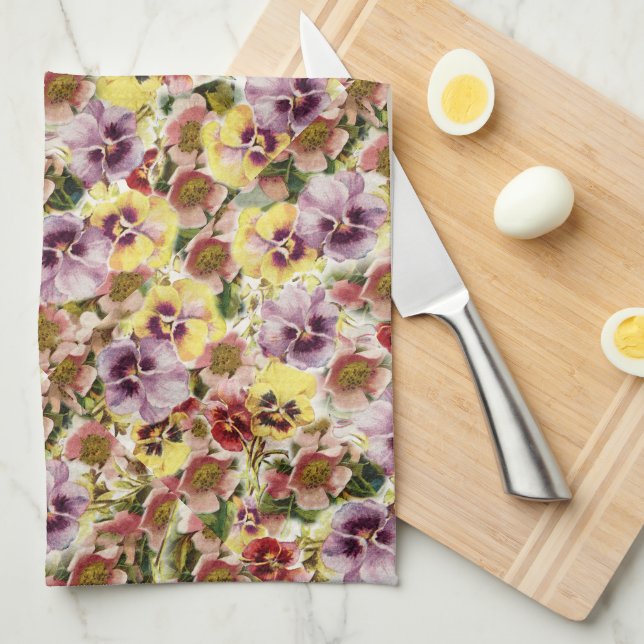 Summer pansies wildflower monogram towel (Quarter Fold)